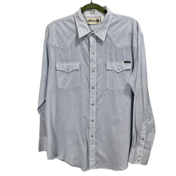 Vintage 70s Roebucks Western Striped Pearl-Snap Button Long Sleeve Shirt - Picture 1 of 8